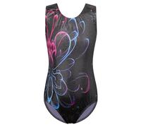 ZNYUNE Body da danza classica per ragazze, colorato, con fiocchi di neve, per ginnastica e sport, 3-12 anni, Fiore nero, 7-8 Anni