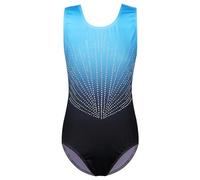 ZNYUNE Body da ginnastica a maniche lunghe con stampa scintillante danza atletica body per ragazze 326 nero blu 12A