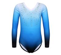 ZNYUNE Body da ginnastica da bambina, a maniche lunghe, per bambini, classico, 152, blu, 14A
