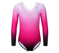 ZNYUNE Body da ginnastica da bambina, a maniche lunghe, per bambini, classico, 152, rosa, 12A