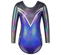 ZNYUNE Body da ginnastica da bambina, senza maniche, per ginnastica, classico, B388 Blackblue 12A