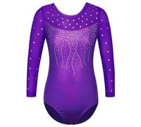 ZNYUNE Body da ginnastica da bambina, senza maniche, per ginnastica, classico, B388, viola scuro, 12A