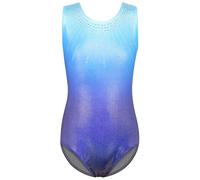 ZNYUNE Body da ginnastica per bambine, senza maniche, classico, B424, blu gradiente, 14A
