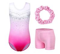 ZNYUNE Body da ginnastica per bambini, classico, senza maniche, a maniche lunghe, per ragazze, TQ-bianco rosa, 9-10 Anni