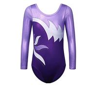 ZNYUNE Ragazze Body Ginnastica Danza Multicolor Classico 197 Viola Manica Lunga NO.4A per 3-4 Anni