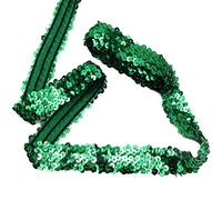 ZNZAKKA Nastro elastico verde con paillettes, 9,1 m, piatto e glitterato, per abiti da danza, per abbellire fasce e accessori (verde)