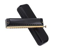 ZOAPDEBCE Armonica diatonica, 12 Hole Chromatic Harmonica 16 Holes Mouth Harmonica Kit Black Professional Musical Instruments harmonica Beginners(16 Holes)