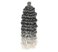 ZOAPDEBCE Nastro di estensione dei capelli umani, Capelli intrecciati all'uncinetto a onde profonde Trecce sintetiche a onda oceanica Estensioni dei capelli Trecce ricci pre-loop(4)(1B-613)