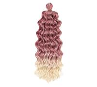 ZOAPDEBCE Nastro di estensione dei capelli umani, Capelli intrecciati all'uncinetto a onde profonde Trecce sintetiche a onda oceanica Estensioni dei capelli Trecce ricci pre-loop(4)(613)