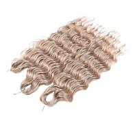 ZOAPDEBCE Nastro di estensione dei capelli umani, Capelli sintetici da 24 pollici Onda d'acqua Intrecciare le estensioni dei capelli Biondi Onda profonda Afro Curl Twist Capelli all'uncinetto for le d