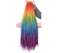 ZOAPDEBCE Nastro di estensione dei capelli umani, Trecce lunghe dritte 3x Box Trecce Estensioni dei capelli Capelli sintetici Trecce colorate a scatola sottile Capelli for donne (3-7)(45729)