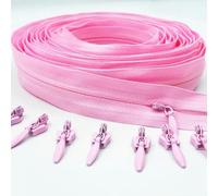 ZOAPDEBCE Tiro con cerniera in metallo ， 3# Cerniera invisibile in nylon Cerniera lunga 5/10/20 metri 10/20/30 Cursori con bloccaggio automatico utilizzati for borse di abbigliamento(Roze)