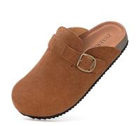 Zoccoli Bambini Regolabile Pantofole Bambina Comode Ciabatte Bambino Antiscivolo Sabot Ragazzi e Ragazza Leggere Scarpa da Casa Plantare Sughero,Marrone Rosso,33EU