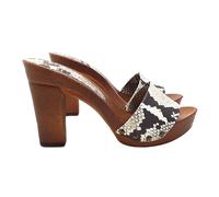 Zoccoli con Fascia in pelle con fantasia "SNAKE" tacco 10 - MY810 SERP BIANCO