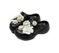 Zoccoli con plateau ciondolo a fiore fai-da-te da donna, decorazione floreale rimovibile, ciabatte, cuscino antiscivolo, sandali estivi a 2 vie