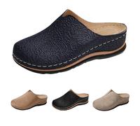 Zoccoli da donna, comodi, sandali romani, anteriori, chiusi, leggeri, estivi, casual, comodi, con zeppa, in feltro, Blu scuro, 43 EU