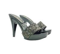 Zoccoli da donna con base nera e fascia laserata Nera - K215401 NERO