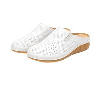 Zoccoli da donna con zeppa chiusa, stile retrò, traforati, senza lacci, casual, con plateau, per lo shopping e la passeggiata quotidiana, bianco, 39 EU