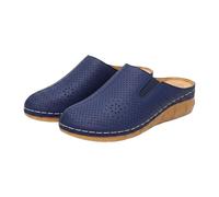 Zoccoli da donna con zeppa chiusa, stile retrò, traforati, senza lacci, casual, con plateau, per lo shopping e la passeggiata quotidiana, Blu scuro, 40.5 EU