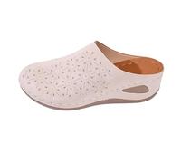 Zoccoli da donna retrò con zeppa a punta chiusa con ritaglio geometrico slip on mules casual piattaforma backless scarpe per le date delle vacanze