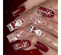 Zoccoli di Natale Frame Rate 24PCS Rose Santa Fiocco di neve Scintillate Fraudolento Candy Stick Art Holiday Unguis Guarnisce Donazioni Santa Scintillate Strumenti di negazione fraudolenta