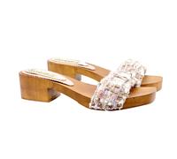 Zoccoli donna con tomaia intrecciata rosa e tacco 4,5 cm - GM934 TWEET ROSA