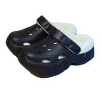 Zoccoli Invernali da Donna Scarpe con Fodera Calda Imbottita Piattaforma in Materiale Eva Cavo(Black,36-37)