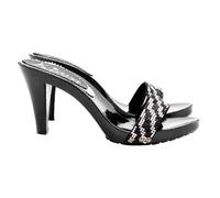 Zoccoli neri con fascia strass "effetto" zebra e tacco 9 cm - K6515 NERO