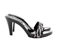 Zoccoli neri con fascia strass "effetto" zebra e tacco 9 cm - K6515 NERO