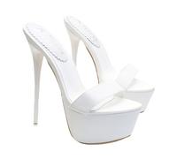 Zoccoli Sexy cubista tacco a spillo 17.5 cm stiletto - KH102 v BIANCO