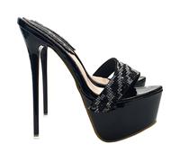 ZOCCOLI SEXY NERI con strass e tacco a spillo 17.5 cm - KH105 NERO