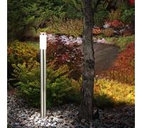 Zoccolo Piantana Luci Terrazza IP44 Acciaio Inox Argento Opale 1x E27 1,1m [EEK: F]