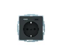 Zoccolo SCHUKO/USB anth velluto, laccato - Connettore di protezione per presa 48046086