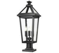 Zoccolo Wegeleuchte Nero Alluminio Acciaio Inox Vetro 60 CM 3x E14 IP44 Rustico