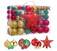 Zocipro 101Pcs Palline di Natale, Ornamenti a Forma di Palla di Natale con Diametro di 3, 4 e 6 cm, Decorazioni Natalizie Rosse, Verdi e Dorate con Cordino, Appendimenti per l'albero di Natale