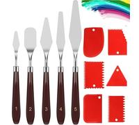 Zocipro 11Pcs Spatole per Pittura a Olio Set di Coltelli per Pittura, 5Pcs Coltello per Pallet Strumenti per Pittura con 6 Raschietti in Plastica, Spatole per Pittura a Olio per Artistico Pittura
