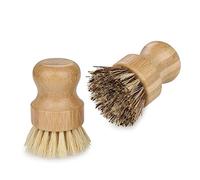 ZOCIPRO 2 Pezzi Spazzola Piatti di Bambù, Spazzola Ecologica e Sana in Bambù per la Pulizia di Lavandino in Metallo Pressofuso, di Bagno, Spazzola per Piatti Naturali con Setole Dure e Morbide