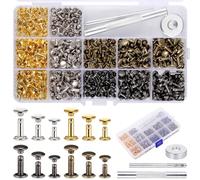 Zocipro 240Pcs Rivetti per Cuoio, Kit di Rivetti per Pelle in 3 Dimensioni con 3 Strumenti di Fissaggio, 1 Scatola di Stoccaggio, Ribattini, Borchie per Borse, DIY, Jeans, Scarpe, Riparazioni