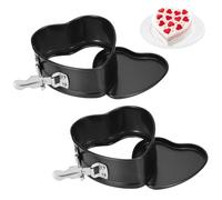 Zocipro 2Pcs Tortiera Apribile 12cm, Teglia per Torte a Forma di Cuore Antiaderente con Fondo Rimovibile, Mini Piccoli Stampi in Acciaio al Carbonio per Torte Cheesecake Pizze Quiche