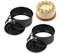 Zocipro 2Pcs Tortiera Apribile 12cm, Teglia Rotondo per Torte Antiaderente con Fondo Rimovibile, Mini Piccoli Stampi in Acciaio al Carbonio per Torte Cheesecake Pizze Quiche