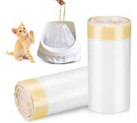 Zocipro 40Pcs Sacchetti per Lettiera Gatto 94x45cm, Foderine a Prova di Perdite con Coulisse, Biodegradabile, Antistrappo per Lettiera Autopulente