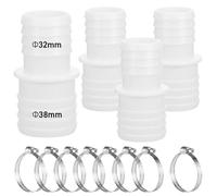Zocipro 4Pcs Connettore Tubo Piscina 32-38mm, Raccordo Tubo Piscina con 8 Morsetti Metallici, Adattatore per Tubo Doppio da Piscina, Adattatore Tubo per Lavatrice