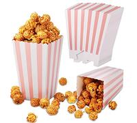 Zocipro 50Pcs Sacchetti Pop Corn Rosa e Bianco, Pop Corn Caramello Piccoli, Popcorn Caramello per Feste, Compleanni, Serate al Cinema, Dolcetti per Pigiama Party