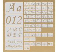 Zocipro 50Pcs Stencil con Lettere e Numeri, Riutilizzabile in Plastica Art Letter Stencil per Scrapbooking, Pittura, Targhette in Legno, Accessori Fai Da Te (19 x 11cm e 21 x 14cm)