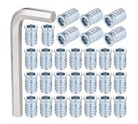 Zocipro 60Pcs Boccole Filettate per Legno, M10 x 25mm Inserti Filettati Esagonali per Legno in Lega di zinco, Inserto Filettato con Chiave a Brugola per Mobili in Legno