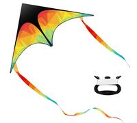 Zocipro Grande drago delta colorato per bambini e adulti, 125 x 65 cm, multicolore con corda da 50 m, per principianti, drago da spiaggia per giochi all'aperto, attività e giocattoli da spiaggia