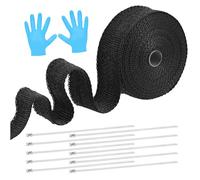 Zocipro Nastro Termico Isolante 5M x 5cm, Benda Termica per Scarico Marmitta con 10 Fascette Metalliche e Guanti, Protezione Calore Nastro Bende Termiche Scarico per Moto, Auto (Nero)