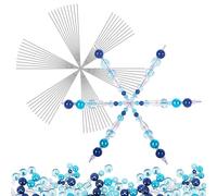 Zocipro Set di 10 Fiocchi di Neve in Filo Metallico per Decorazioni Natalizie con 800 Perline, Kit di Decorazioni Stelle di Neve in Metallo con Perline per Albero di Natale da Appendere