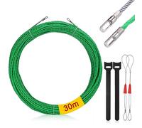 Zocipro Sonda Passacavi Professionale, 30M Sonda Elettricista Diametro 4.5mm, Molla Elettricista per Cavo a Nastro Sonda Spiralata Acciaio Inox con 2 Cablaggi per Installazione di Cavi