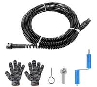 Zocipro Sonda Sturatubi 5.5m, Molla Sturatubi Diametro 10mm, Stura Lavandini e Scarichi Professionale con Adattatori Elettrici e Manuali, Pulitore per Tubi con Connettore Trapano